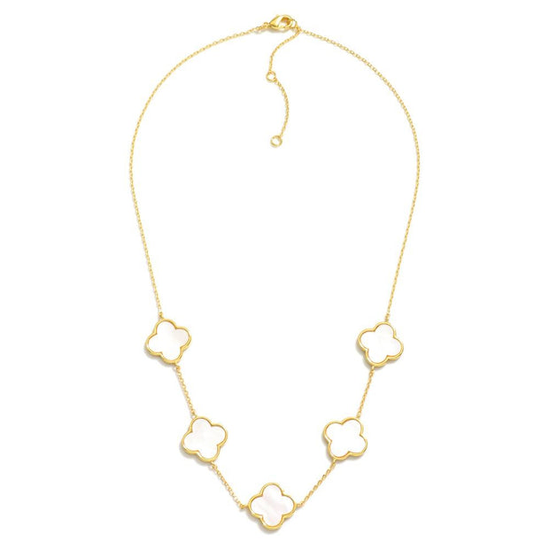 14k Gold Dipped Quatrefoil Pendant Link Necklace