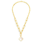 14k Gold Dipped Texture Chain Clover Necklace