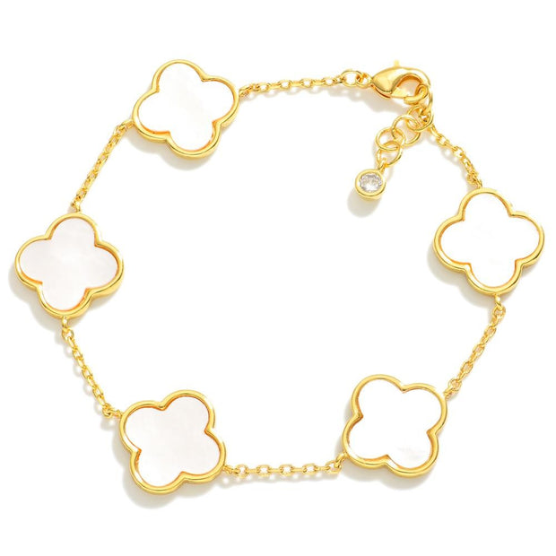 14k Gold Dipped Clover Adjustable Bracelet