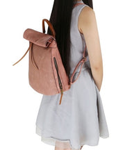 Two-Tone Textured Roll-Up Flap Backpack