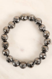Hammered Metal Beads Stretch Bracelet