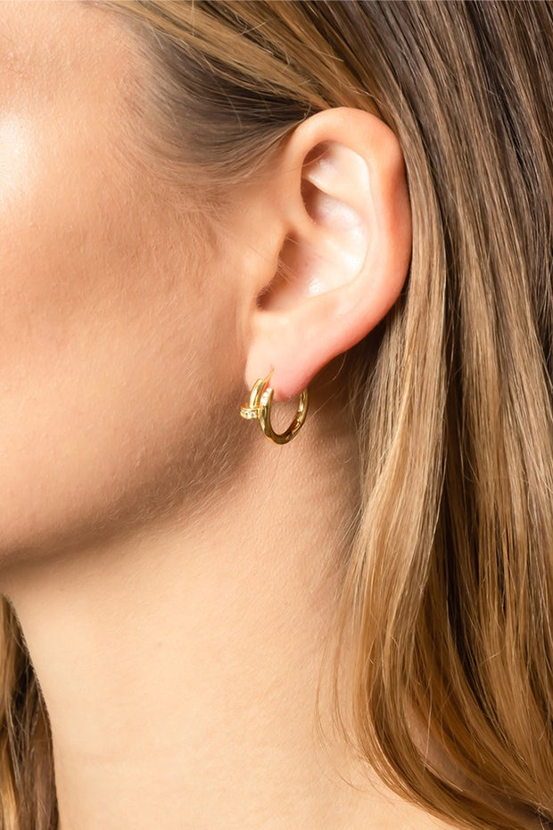 14K Gold Dipped Pave Nail Hoop Earring