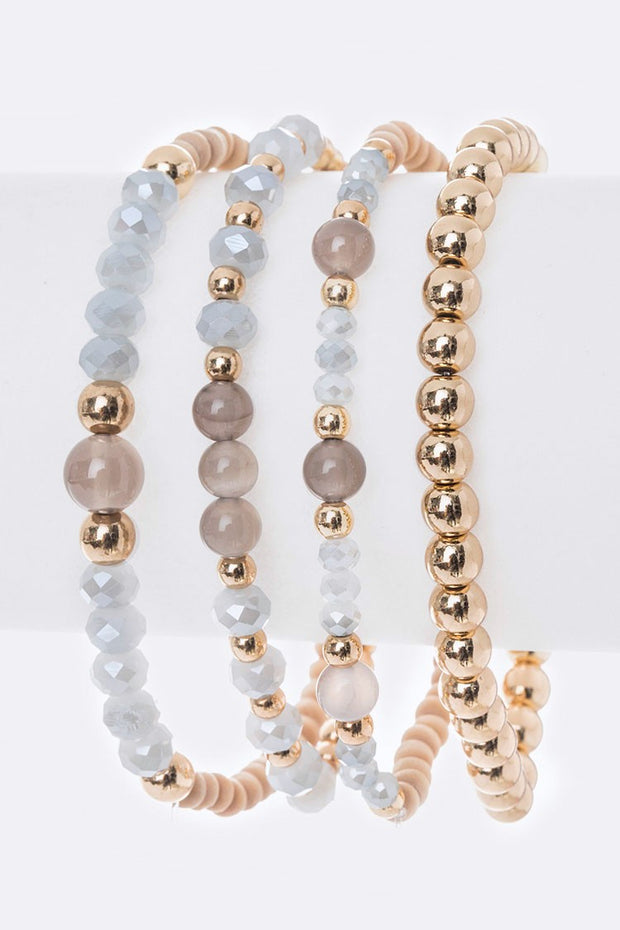4 Piece Mix Beads Stretch Bracelet Set