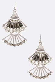 Crystal Fan Art Deco Earrings