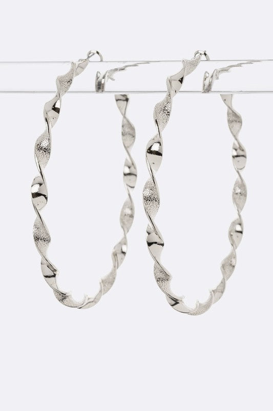 Twisted Metal Hoop Earrings Large