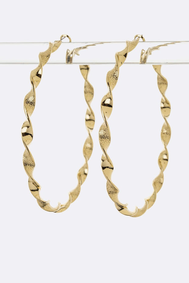 Twisted Metal Hoop Earrings Large