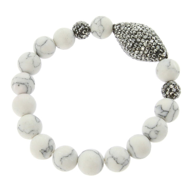 Natural Stone Bracelet With Pave Stone Accent