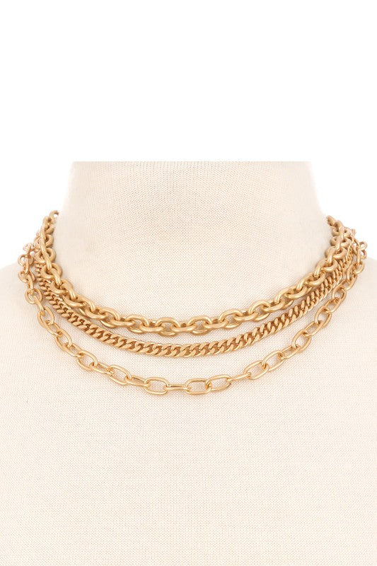 Chunky Gold Layered Chain Linked Necklace