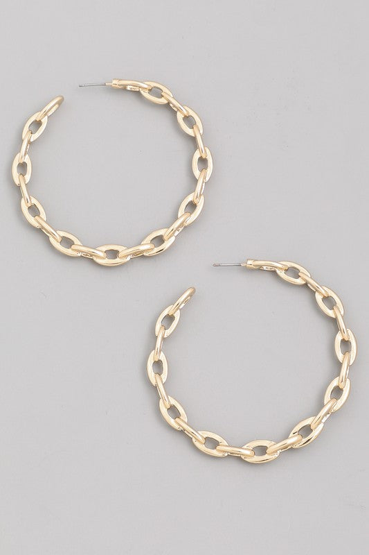 Large Chain Link Hoop Earring