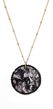 Glass Stone Resin Pendant Chain Necklace