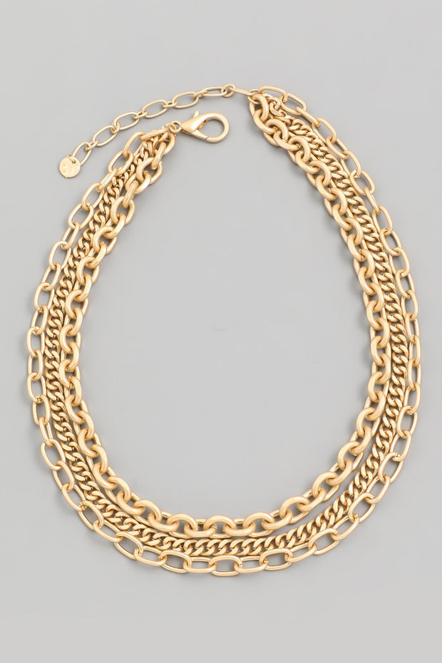 Chunky Gold Layered Chain Linked Necklace