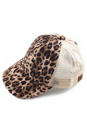 Faux Suede Leopard Print Baseball Hat