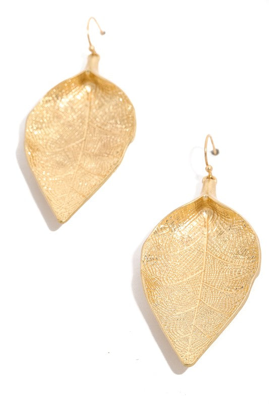 Metallic Leaf Drop Earrings