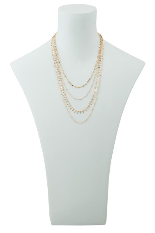 Chain Layered Necklace with Charm