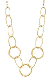 Circle And Oval Hammered Link Necklace
