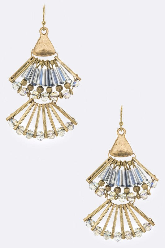 Crystal Fan Art Deco Earrings