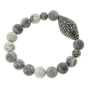 Natural Stone Bracelet With Pave Stone Accent