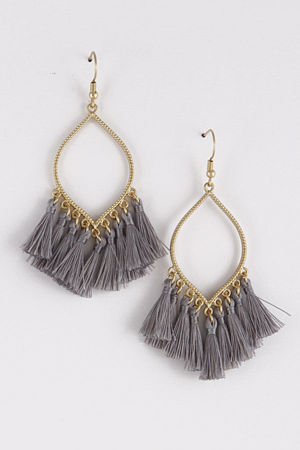 Teardrop With Fabric Tassel Earrings
