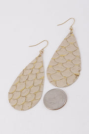 Leather Exotic Print Teardrop Earring With Gold Foil