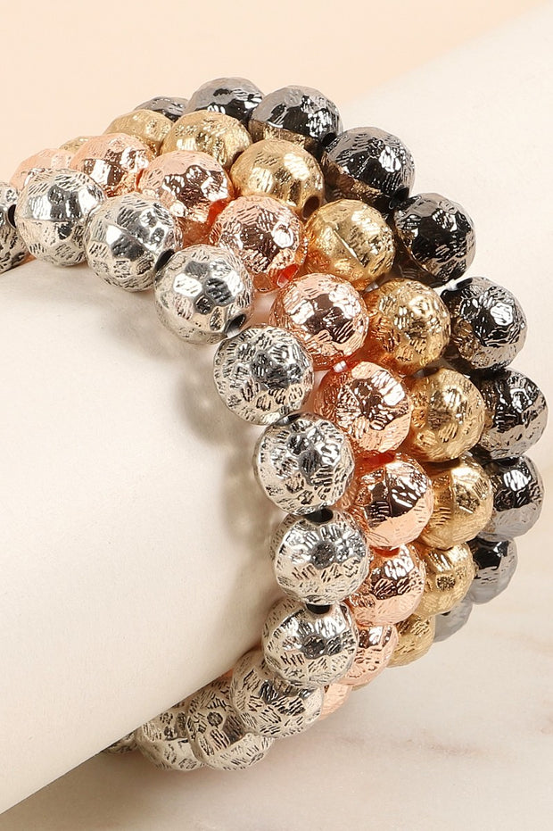 Hammered Metal Beads Stretch Bracelet Suz and Bex Hammered Metal Beads Stretch Bracelet Suz and Bex