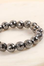 Hammered Metal Beads Stretch Bracelet