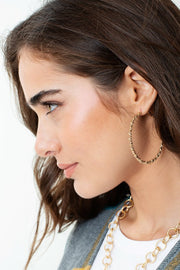 Trendy Textured Metal Hoop Earrings