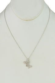 Double Butterfly Dipped CZ Necklace