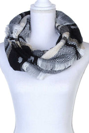 Plaid & Chevron Patterned Infinity Scarf