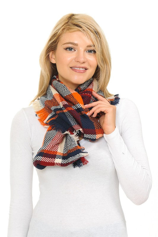 Plaid & Chevron Patterned Infinity Scarf
