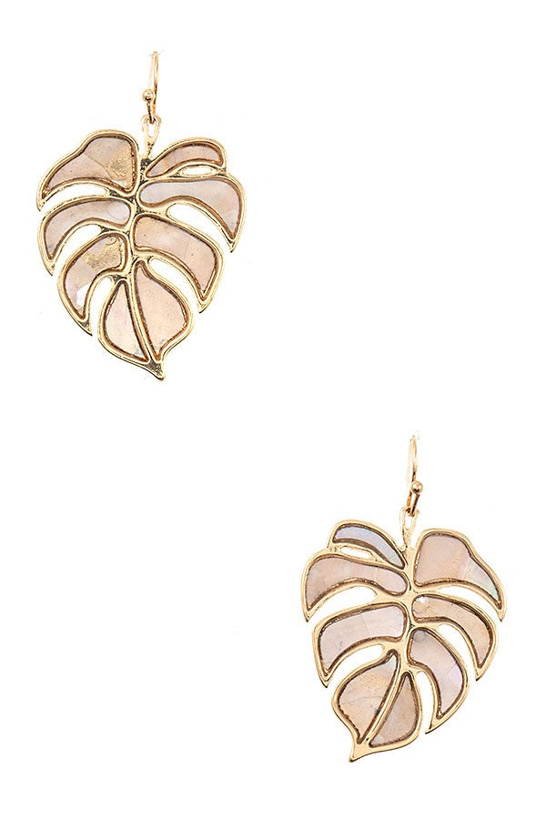 Leaf Abalone Dangle Earrings