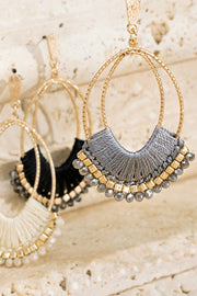 Open Circle Threaded Bead Cluster Earrings