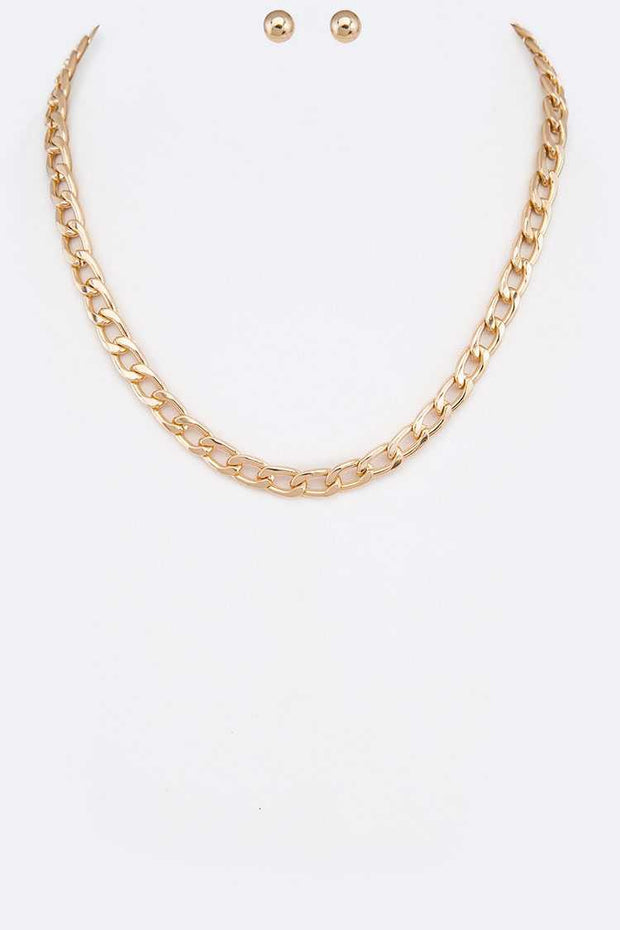 Curb Chain Necklace Set