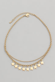 Layered Star Charm Chain Necklace