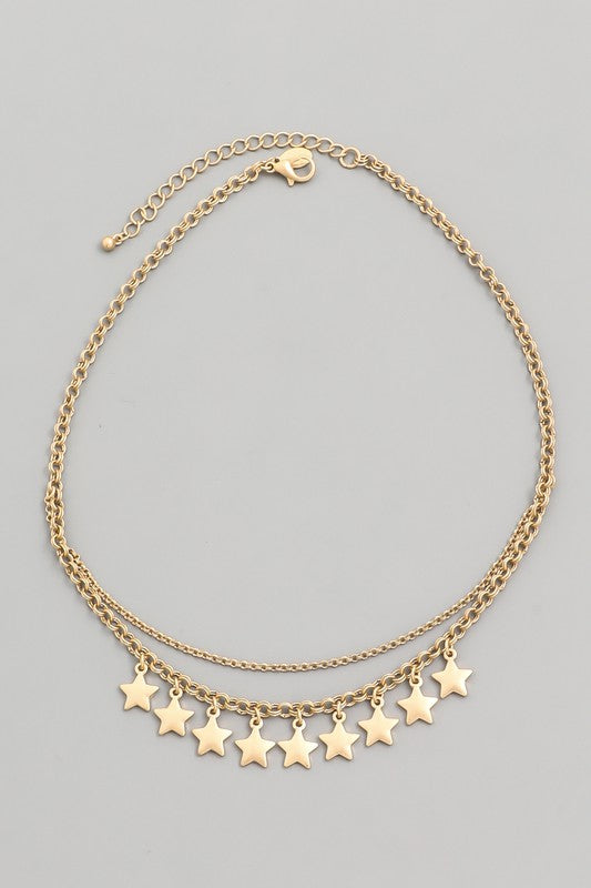 Layered Star Charm Chain Necklace