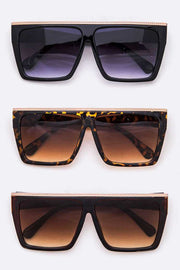 Gold Trim Oversize Square Sunglasses