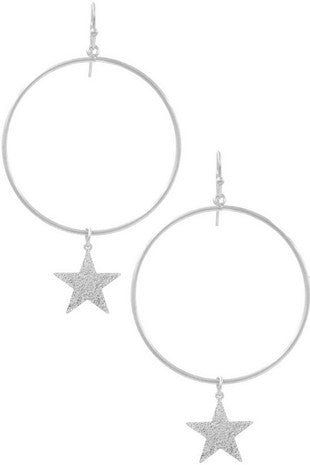 Circle With Dangle Star Earring
