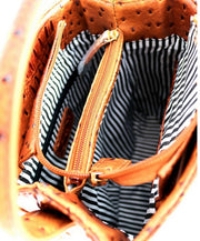 Ostrich Print 2-Way Bucket Handbag
