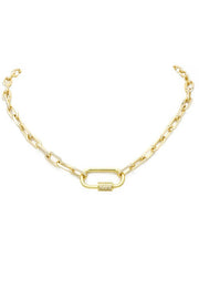 18k Gold Plated Carabiner Lock Necklace