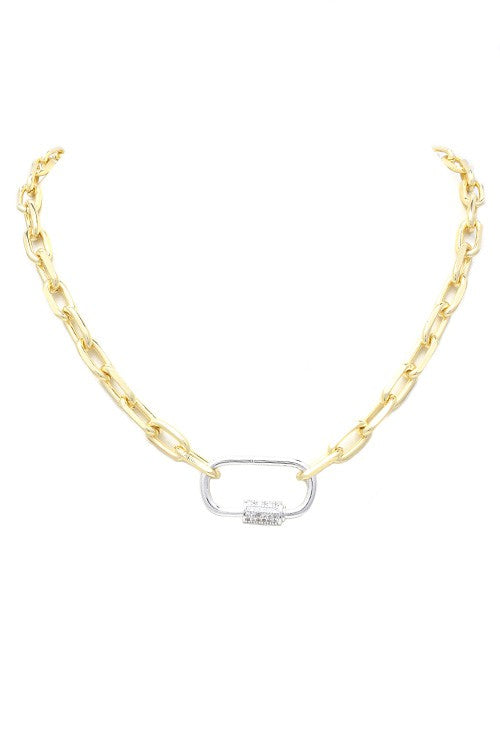 18k Gold Plated Carabiner Lock Necklace