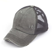 Distressed Criss Cross Pony Baseball Hat