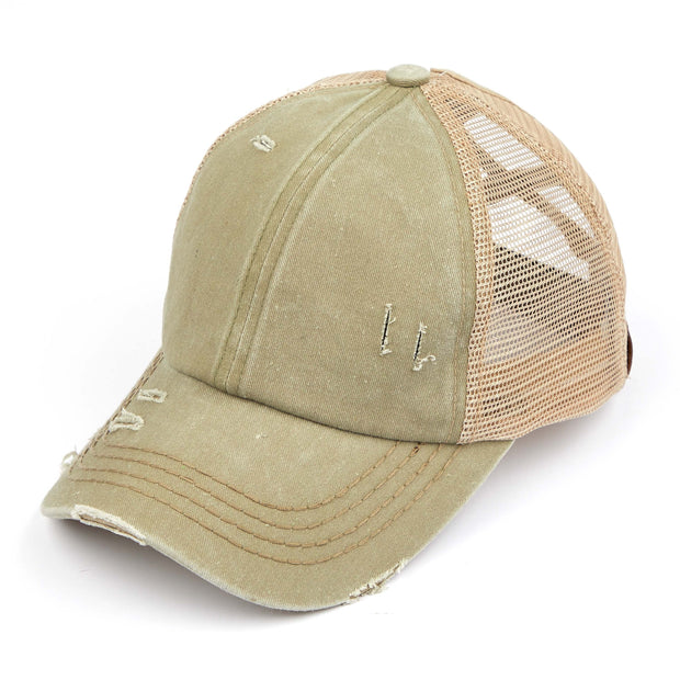 Distressed Criss Cross Pony Baseball Hat