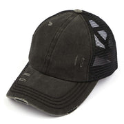 Distressed Criss Cross Pony Baseball Hat