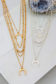 Crescent Pendant Layered Necklace