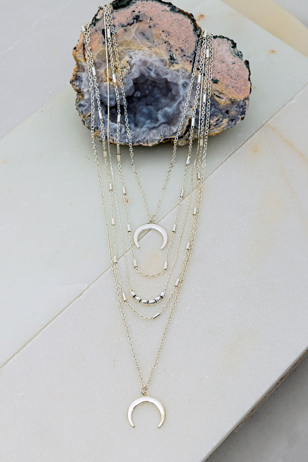 Crescent Pendant Layered Necklace