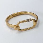 Oval Open Hinge Bracelet With Pave Detail
