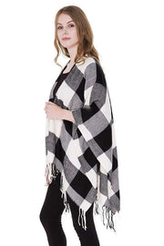 Copy of Buffalo Check Cape with Fringes (White)