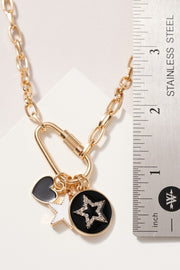 Lisa Carabiner Lock With Star Charms Necklace
