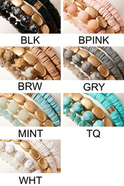 Emberly Mix Bead Bracelet Stack (5 Bracelet Set)