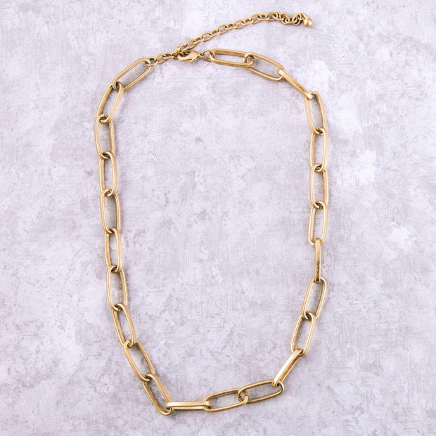 Worn Gold Chain Link Necklace