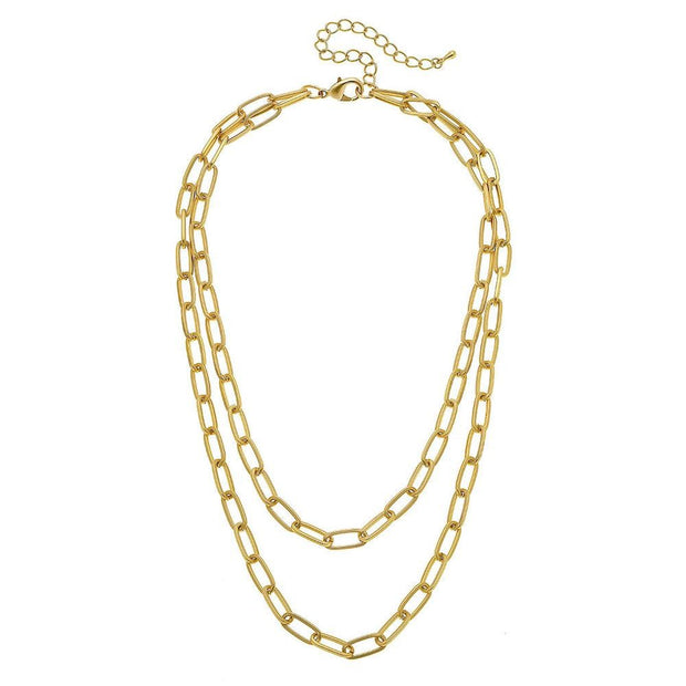Sheri Layered Chain Necklace in Matte Gold